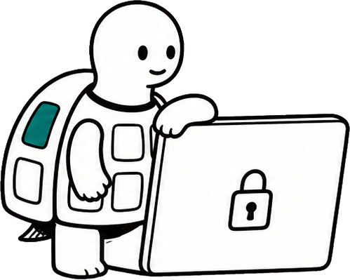 Turtao guarding a locked laptop
