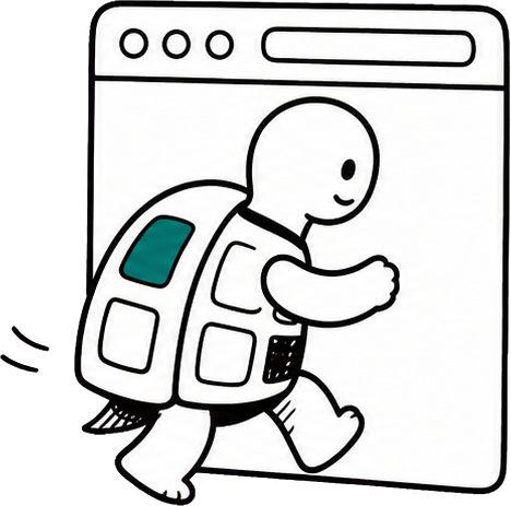 Turtao walking through a browser window