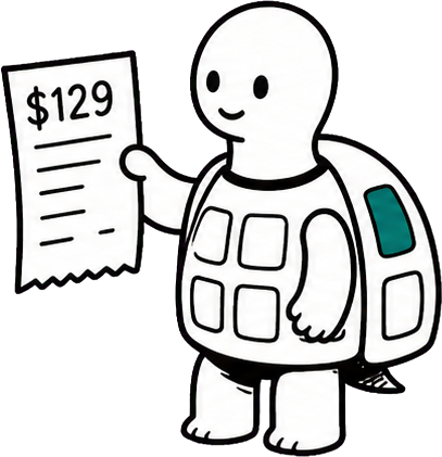 Turtao holding a $129 receipt